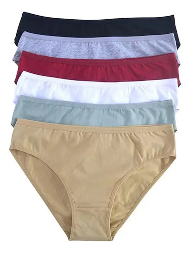 6 Bragas De Algodón De Cintura Media Para Mujer | MercadoLibre
