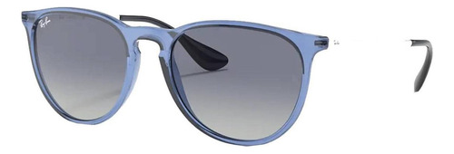 Anteojos De Sol Ray-ban Erika Color Mix Standard Con Marco De Nailon Color Polished Shiny Transparent Blue, Lente Blue Degradada, Varilla White De Metal - Rb4171