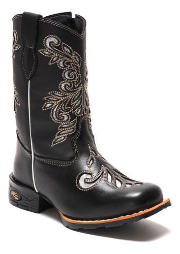  Botina Feminina Em Couro Texana Country Laser Infantil Bota