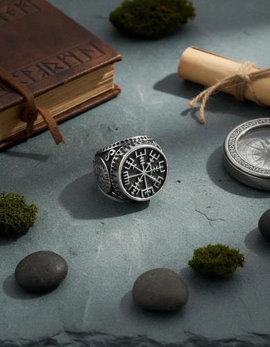 Anillo Vikingo, Amuleto Mágico Vegvísir En Plata Ley .925 | Meses sin interés