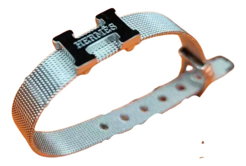 Bracelete Pulseira Hermes Prata Unissex (ajustável)