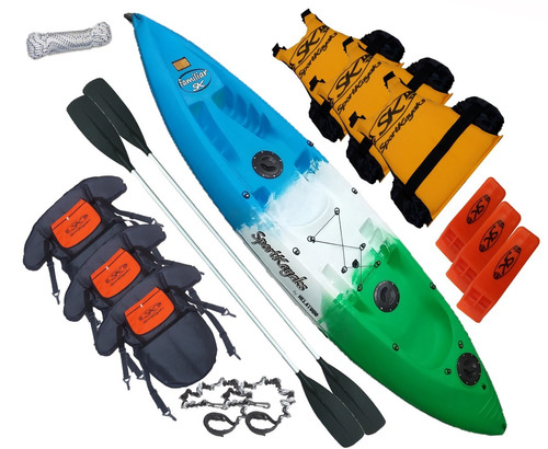 Kayak Triple Sportkayaks Familiar Completo Rba Outdoor