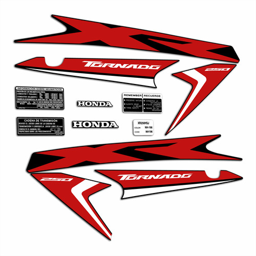 Calcos Honda Tornado Xr 250 Diseño Original. C/advertencias