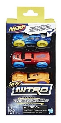 Kit Com 3 Carrinhos Nerf Nitro Hasbro