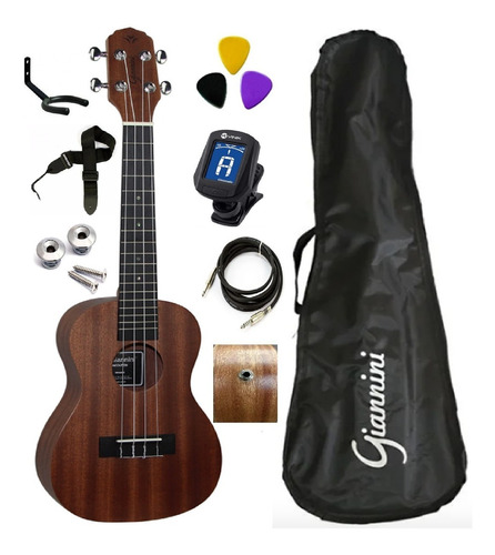 Kit Ukulele Elétrico Giannini Guk23ws Capa + Acessórios