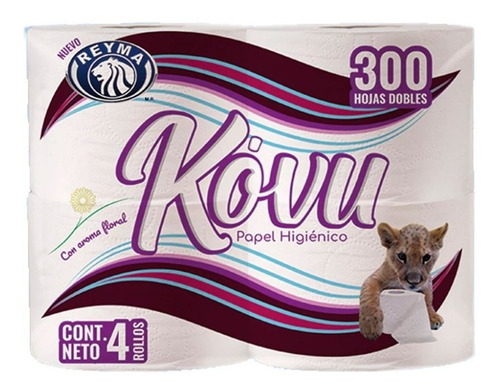 Rollo De Papel Higienico Kovu 4pz 300 Hojas Dobles