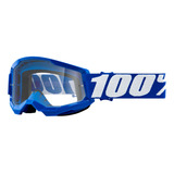 Óculos Proteção Moto Trilha Dh 100% Strata 2 Goggle Azul