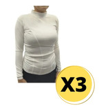 Camiseta Termica Blanca Mujer Deportiva Urbana X3 Unidades -