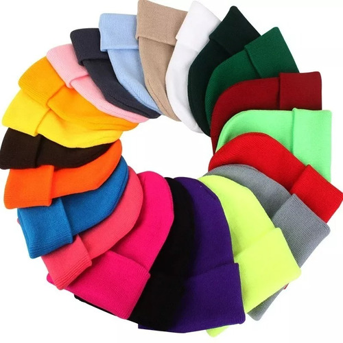 Pack 6 Gorro Beanie Lana Color Liso Adulto Invierno Unixes