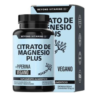 Citrato Magnesio Plus Con Piperina | 455mg Magnesio Elemental | Magnesio Capsulas - Con Magnesio Marino | Magnesium Citrate + Marine Magnesium - Vitaminas Mujer \u002F Hombre - (60 Cápsulas) | MercadoLibre