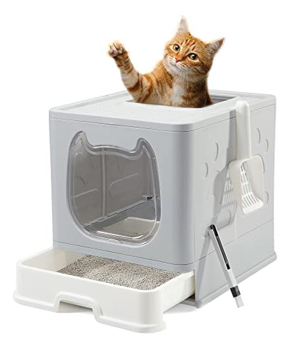 Caja De Arena Para Gatitos Con Tapa, Plegable, Cerrada, Para