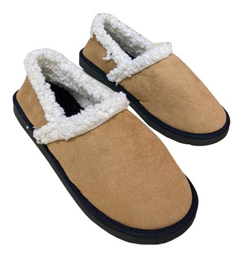 Pantuflas Hombre De Cuero Suffle Invierno Corderito Abrigada