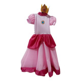 Disfraz Princesa Peach Talles 2 Al 12 Incluye Corona