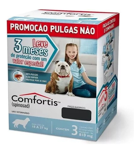 Combo Comfortis Antipulgas Cães 18 A 27kg 810mg C/3 Unidades