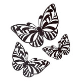 Set Tres Mariposas Caladas En Chapa De Hierro Pintado Negro