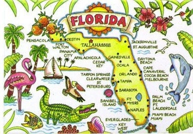 Imán De Recuerdos De La Florida Blanca Horizontal Nevera Map