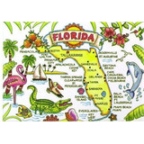 Imán De Recuerdos De La Florida Blanca Horizontal Nevera Map