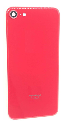 Tapa Trasera Vidrio Compatible Con iPhone 8 Rojo Con Lente