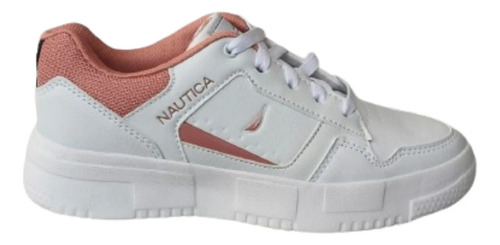 Tenis Casual Escolar Nautica Blanco/rosa Islet Para Mujer