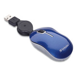 Mini Mouse Retractil Verbatim Optico Usb Notebook Azul 98616 Color Azul
