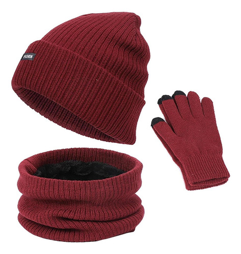 Conjunto De Luvas Gorro Cachecol De Algodão Quente Ym