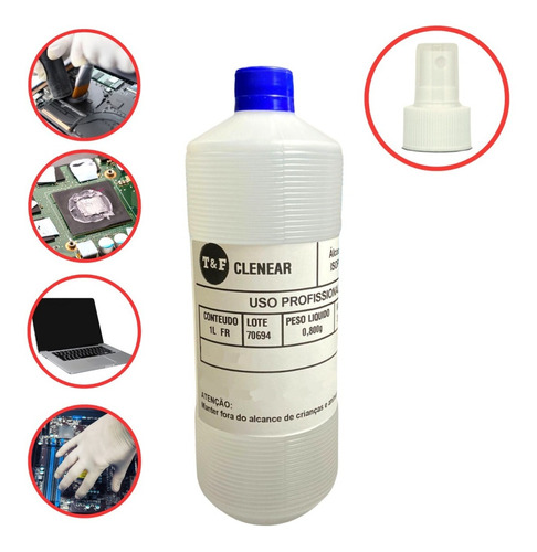 Álcool Isopropilico Spray Puro 99,8% 1000ml Limpador