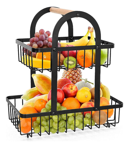 Organizador  Cesta De Frutas Y Verduras Dos Niveles Frutero