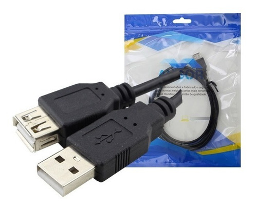 Cabo Usb 2.0 Extensão 3 Metros Extensor Macho Fêmea Cor Preto