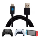 2x Cable Carga 3 Metros Compatible Con Ps5 Switch Pro Series