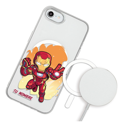 Funda Para iPhone Magsafe Iron Man Marvel  Con Tu Nombres