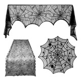 Kit Mantel Halloween Mesa Camino Telaraña Rectangular Encaje