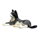 Figura De Juguete Mojo Gato Blanco Y Negro Acostado