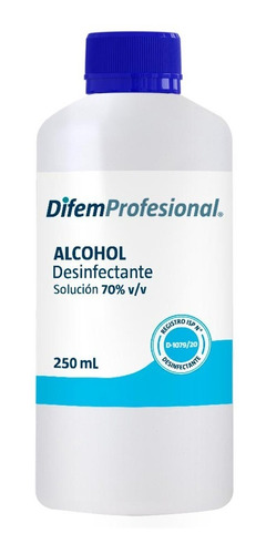 Alcohol Desinfectante Solución 70% Difem 250 Ml