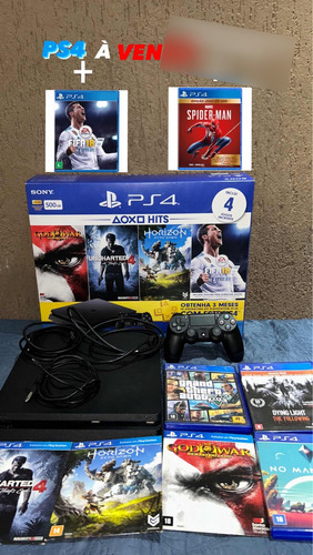 Playstation 4 Slim 500gb - Edição Hits Bundle: God Of War Iii/uncharted 4/horizon Zero Dawn - Sony