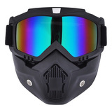 Kit Para Capacete Aberto Moto Óculos Máscara Protetor Preto