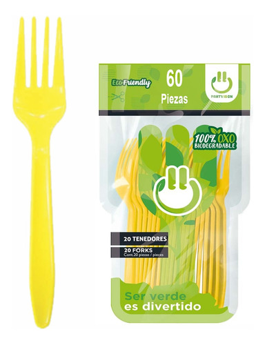 60 Tenedores De Plástico Reusable Party Is On Varios Colores