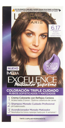 Loreal Tinte Permanente Dama Imedia Excellence 6.17 Rubio Os