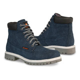 Bota Hombre Casual Vestir Botin Pro Work 77611 Lona Azul