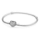  Pulsera Pandora Pandora Moments Pandora Moments Cierre Corazon De Plata Esterlina Para Adultos / 16cm De Diámetro