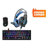 Combo Gamer Rgb Teclado Mecánico,mouse Y Auricular Camuflado