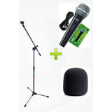 Kit Suporte Microfone Ask + Microfone Shure Sv100 + Espuma