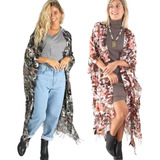 Kimono Saco Mujer Largo Estampado Set X2 Mayor K7081