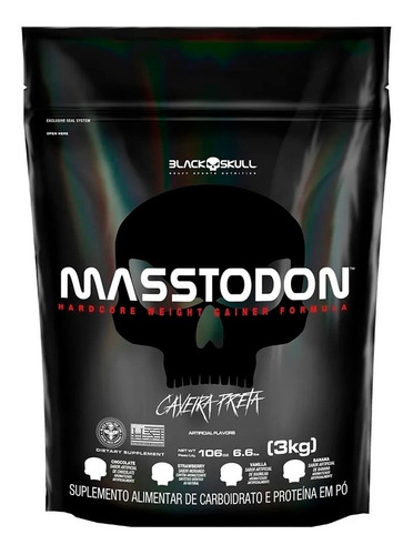 Hipercalórico Masstodon Massa 3kg - Black Skull - Original