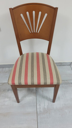 Silla De Comedor De Madera Y Asiento Tapizado