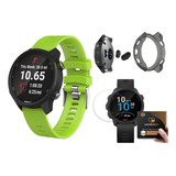 Capa Case + Pulseira + Película + Plug Usb Para Garmin 245 Cor Pulseira Verde Limão