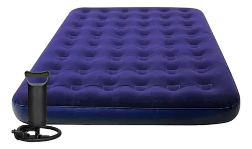 Colchon Inflable 2 Plazas Con Inflador Exahome 191x137x22 Azul 