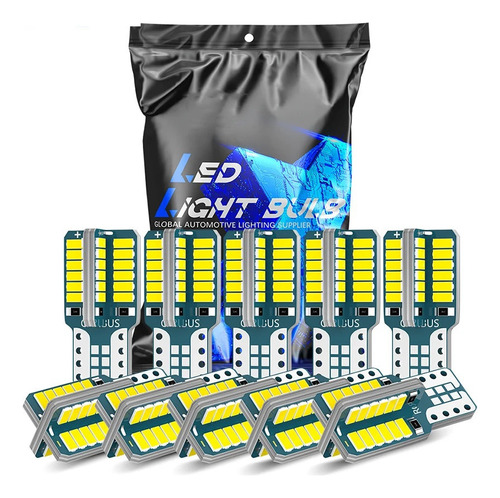 Kit Pack 10 Luces Ampolletas Led T10 W5w Canbus Blanca 6500k