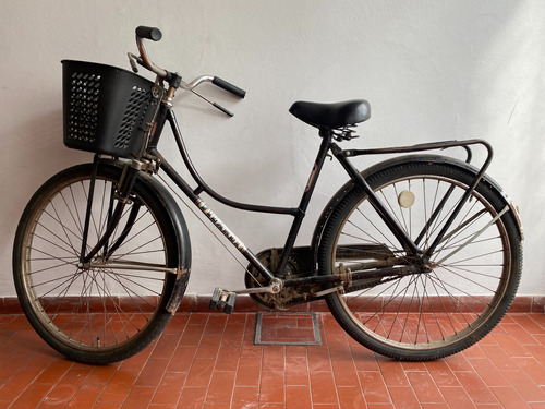 Bicicleta Antigua Inglesa Color Negro Con Canasto 