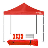 Gazebo 3x3 Plegable Portátil Gadnic Estructura Metálica + Bolso Transporte Y Estacas Color Rojo