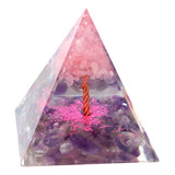 Orgonite Pirâmide Ametista Árvore De Quartzo Rosa 5cm